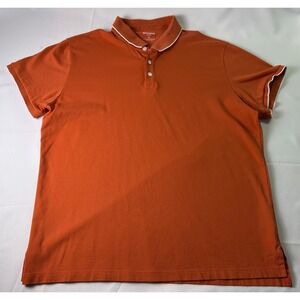 Bonobos XL‎ Slim Fit Polo Shirt Burnt Orange White Trim Cotton Blend